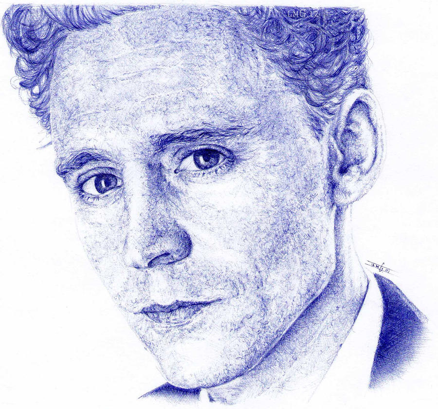 Tom Hiddleston. Blue biro.