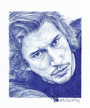 Adam Driver. Blue biro