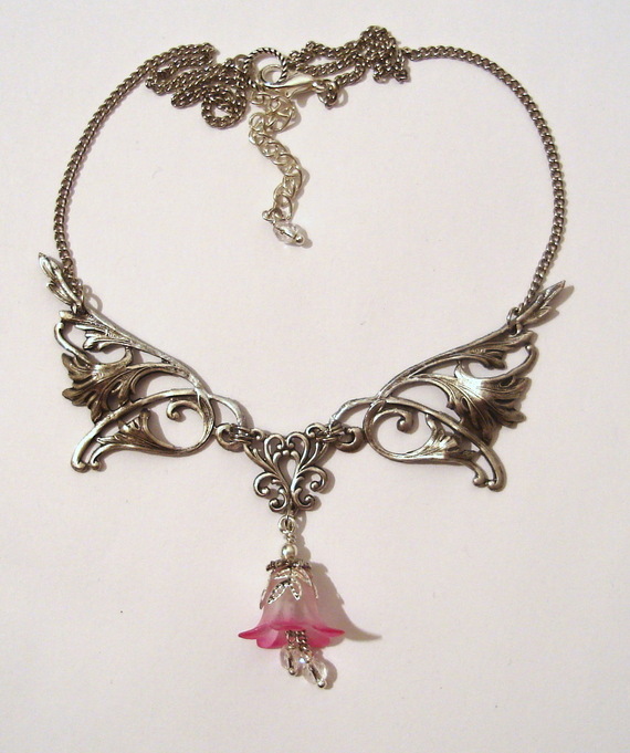 Necklace Fairy Wings art nouveau antique silver