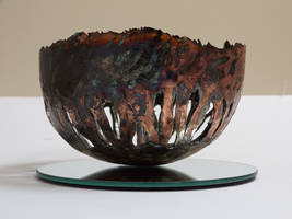 Copper Crown Raku Landscape bowl