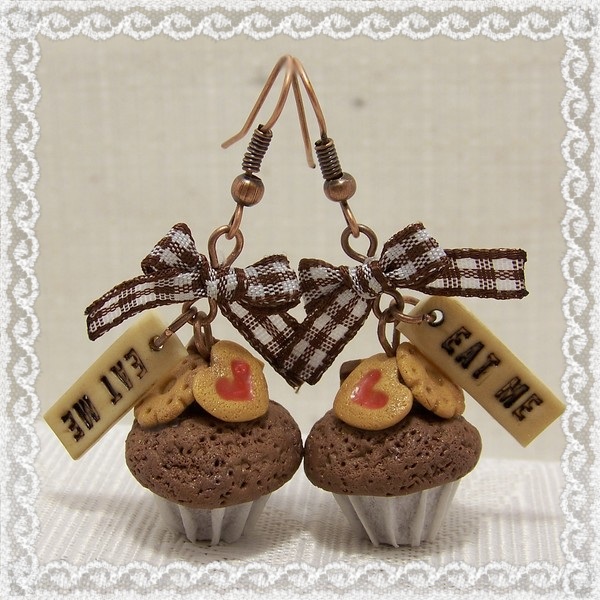 Polymer Clay Cupcake Eat Me Earrings