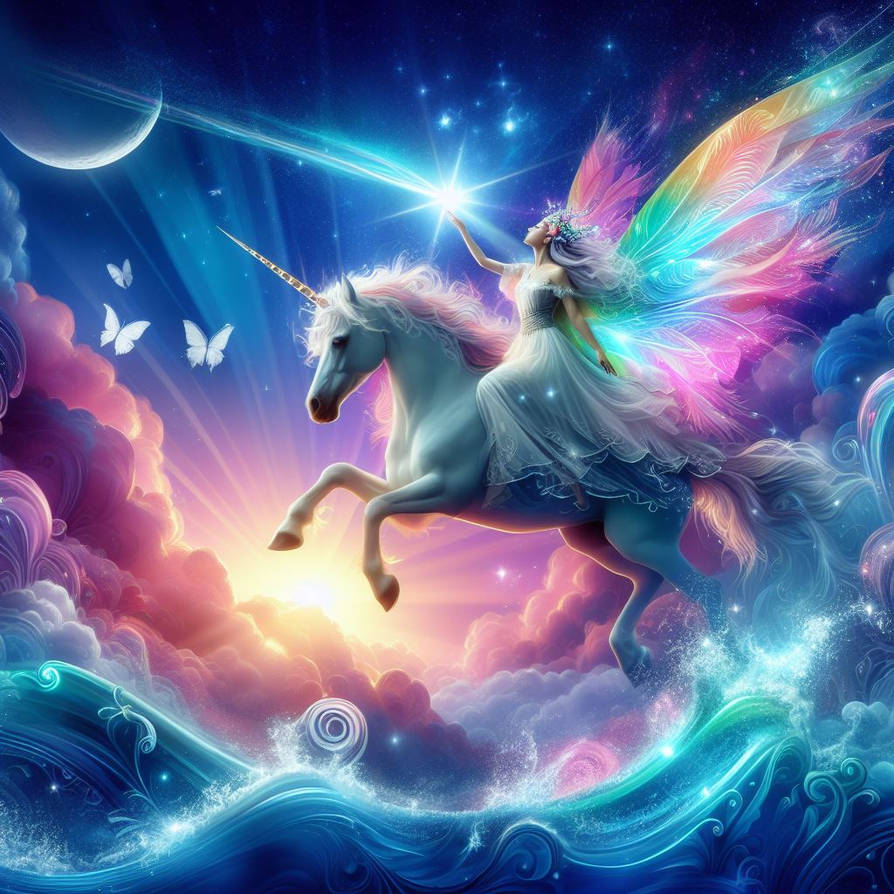 Fairy Riding Raven magical fairy riding glorious wonder unicorn by kloopiziddle on DeviantArt
