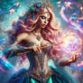 Beautiful mermaid princess casting spells