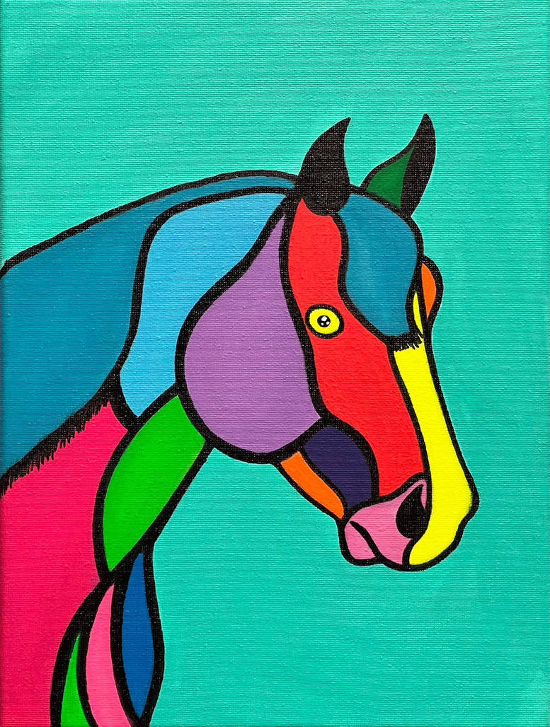 Multi Colored Horse Portrait With Aqua Background By Jonstallion On Multi colored horse portrait with aqua background by jonstallion on