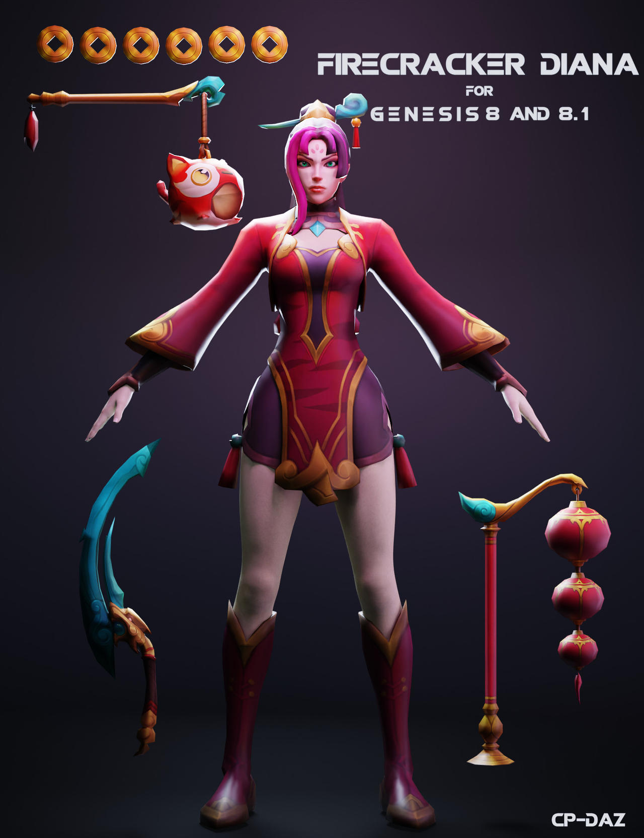 Firecracker Diana For Genesis 8 and 8.1 Female Don by cpdaz on DeviantArt