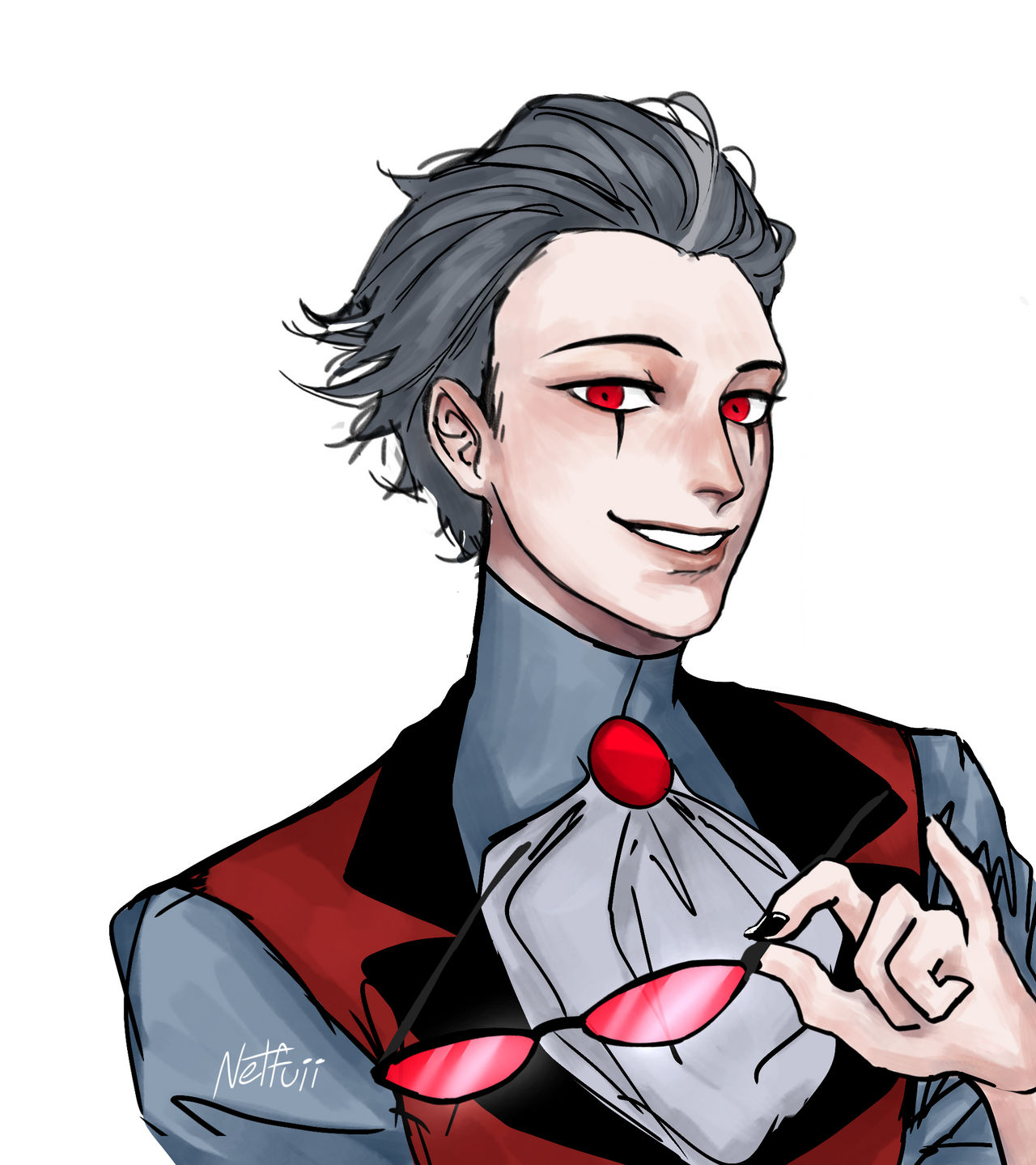 Stolas human fanart Helluva boss by Netfuii on DeviantArt