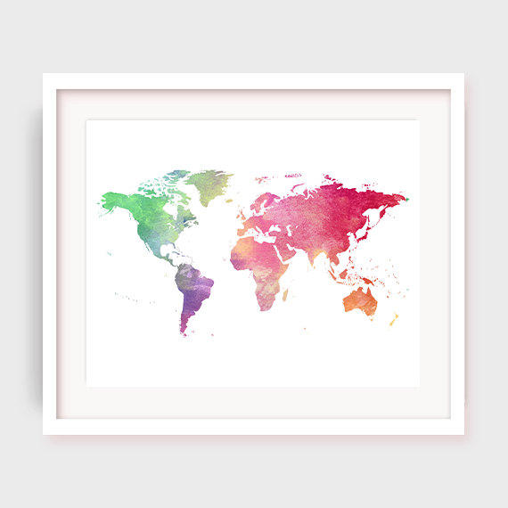 Watercolor World Map Printable