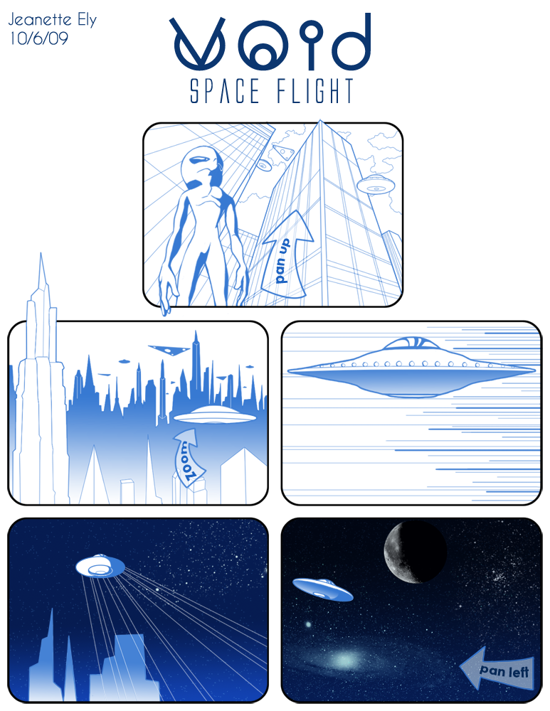 Void Space Flight Storyboard