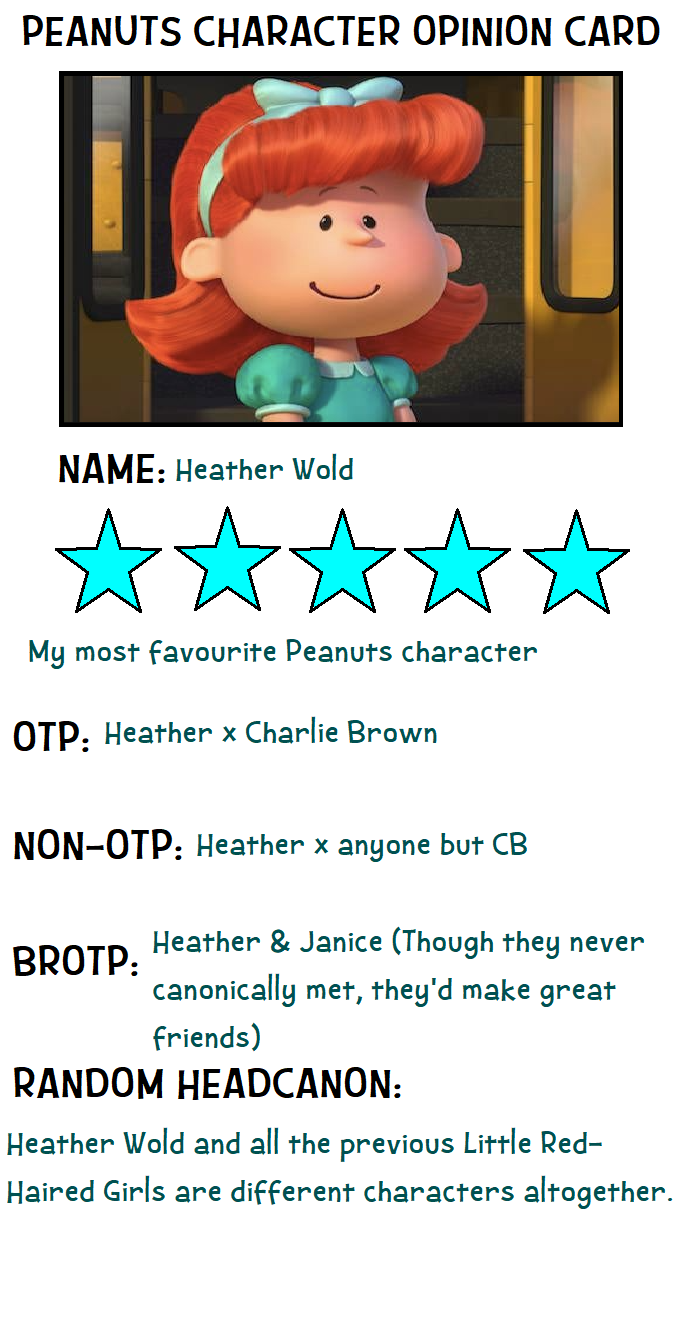 Peanuts character opinion card - Heather the LRHG by ArthurEngine on DeviantArt Peanuts character opinion card - Heather the LRHG by ArthurEngine on DeviantArt