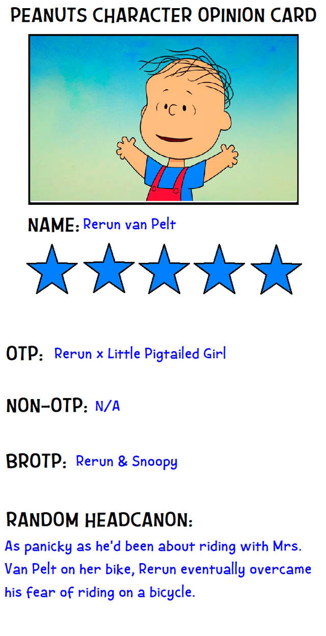 Peanuts character opinion card - Rerun van Pelt by ArthurEngine on ...