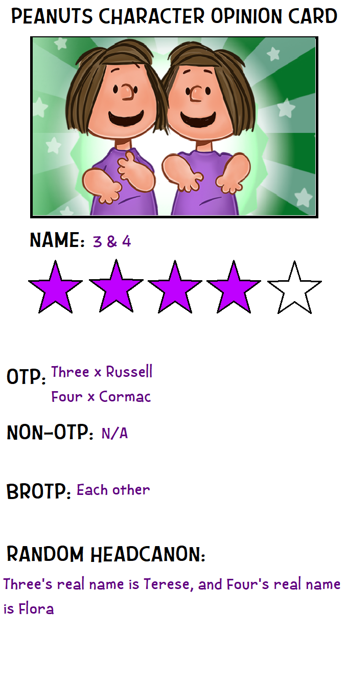 Peanuts character opinion card - Three and Four by ArthurEngine on DeviantArt Peanuts character opinion card - Three and Four by ArthurEngine on DeviantArt