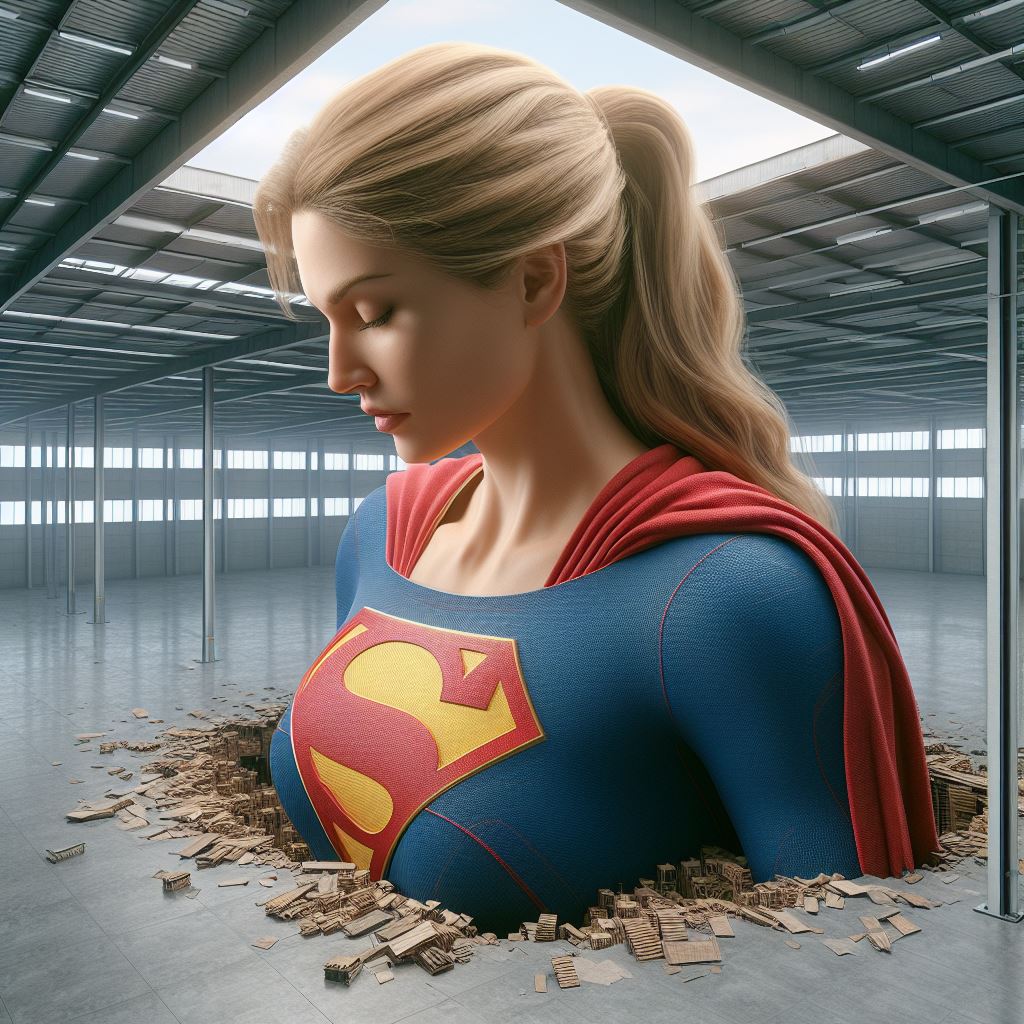 Giantess Supergirl in Warehouse by colhogan on DeviantArt