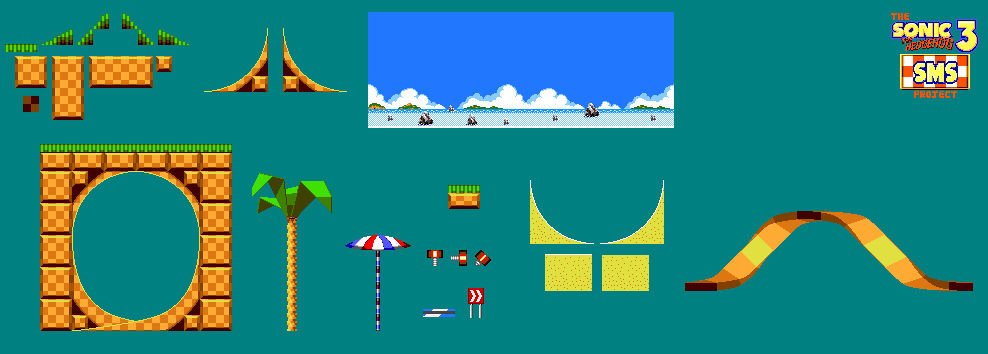 Sonic 3 SMS - R1 - Emerald Beach Tileset by JoeyTheRabbit on DeviantArt