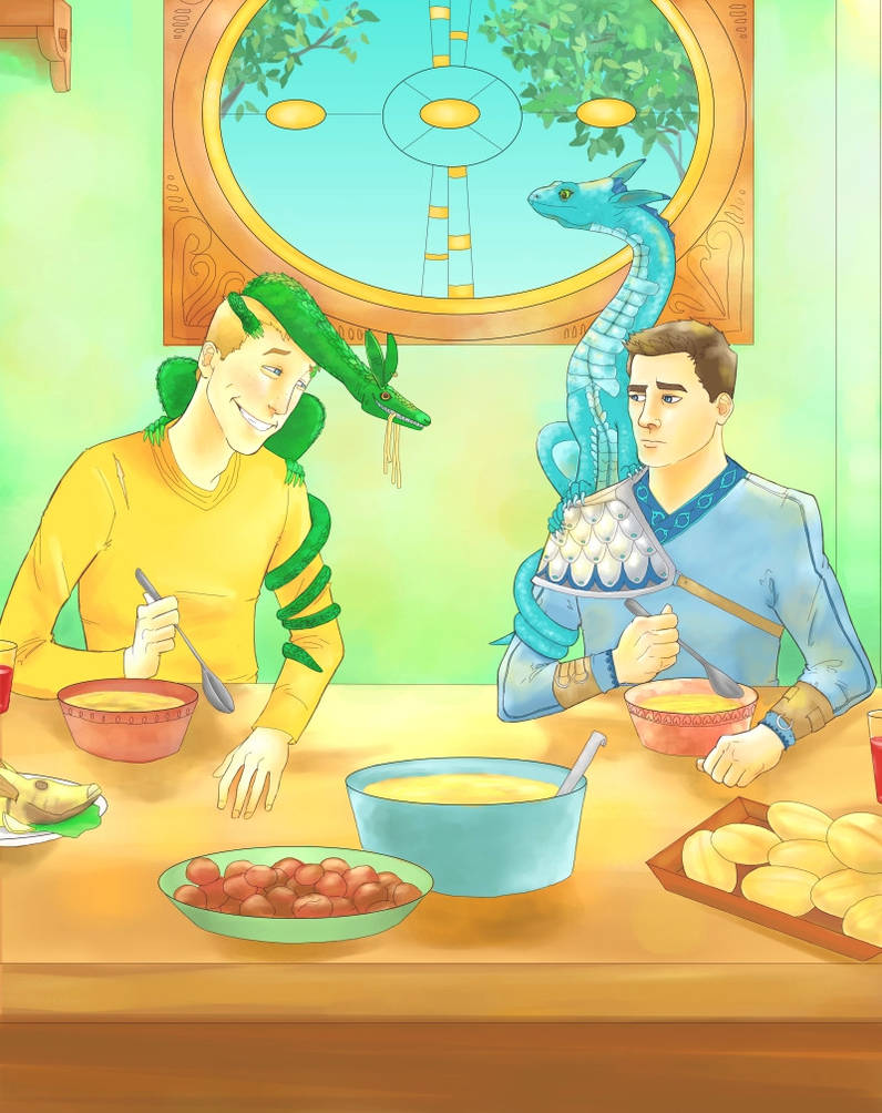 Calcitrix Rbl Lorne and Parrish with Dragons by Calcitrix on DeviantArt