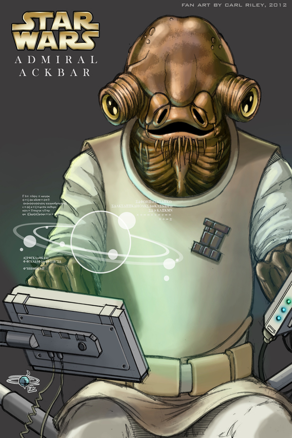 Star Wars, Admiral Ackbar - A4 Coloured Sketch