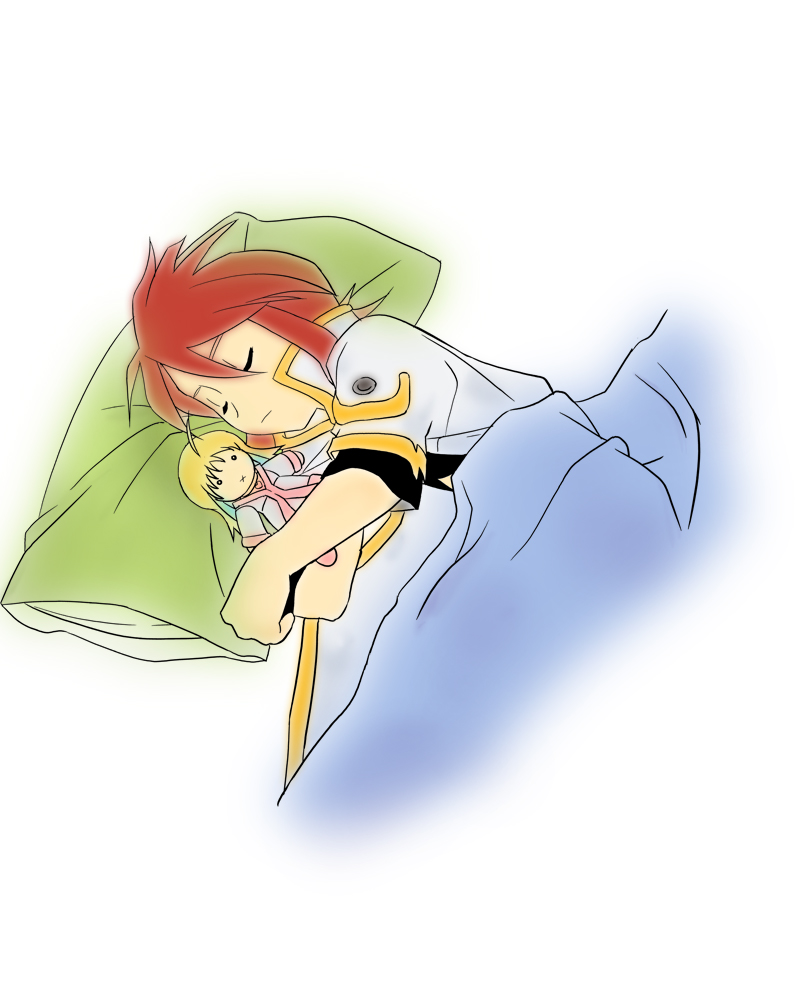 Luke sleeping with Plushie