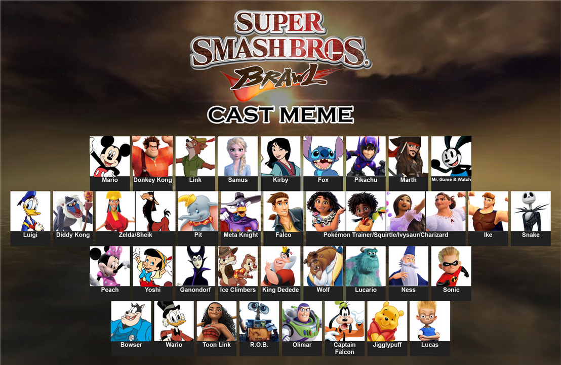 My Super Smash Bros. Brawl Cast Meme (Disney) by SpongebobForever638 on ...