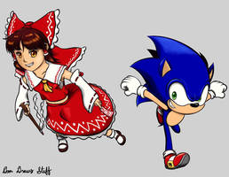 Sonic  the Hedgehog and Reimu Hakurei