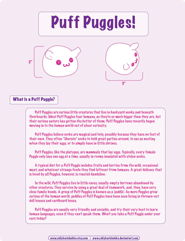 Puff Puggle Promo Sheet