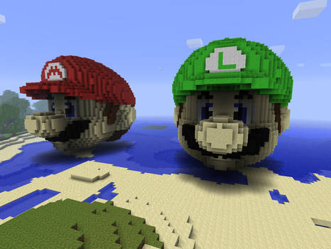 Mario and Luigi in Minecraft