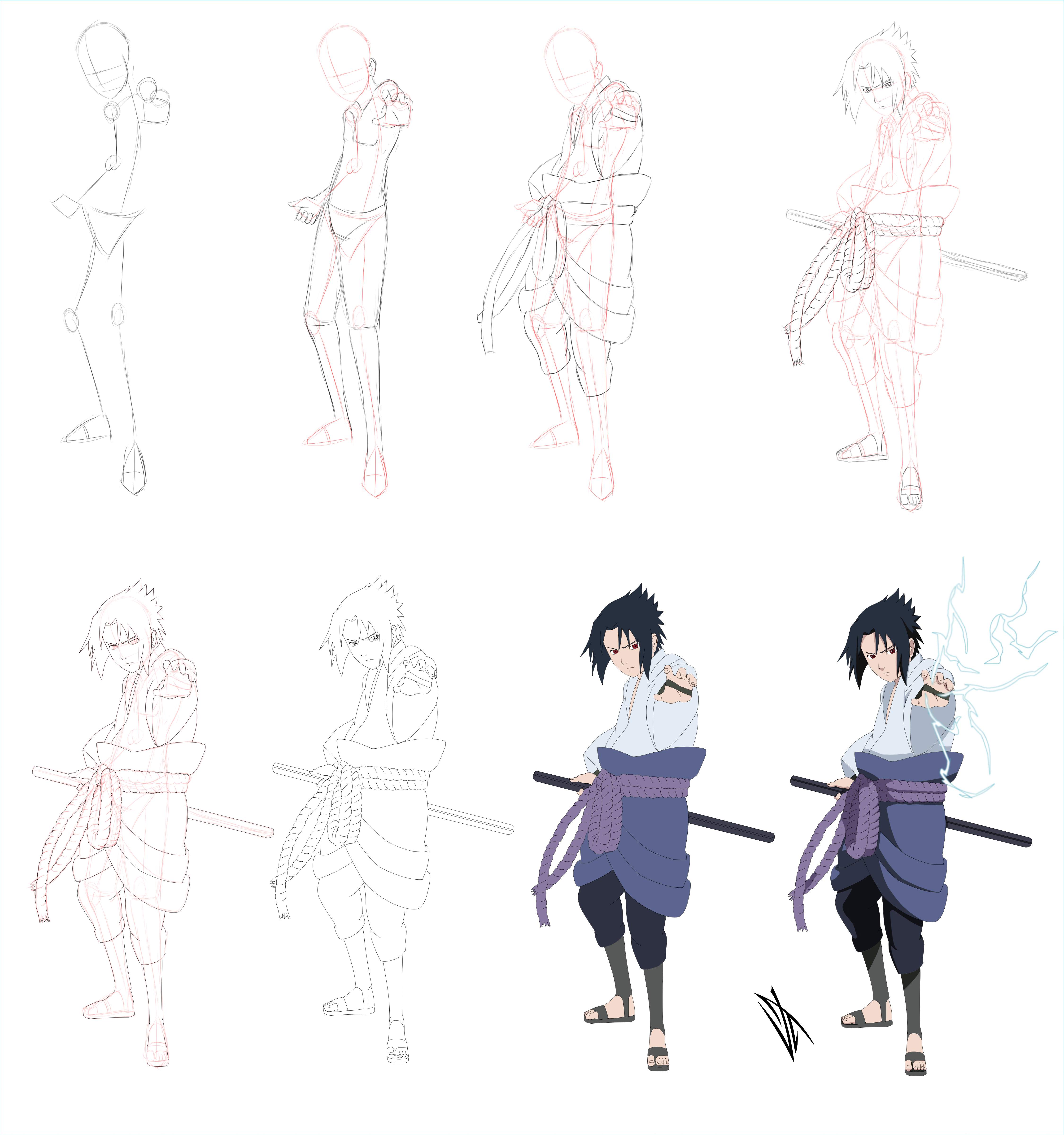 How To Draw Sasuke Uchiha step by step