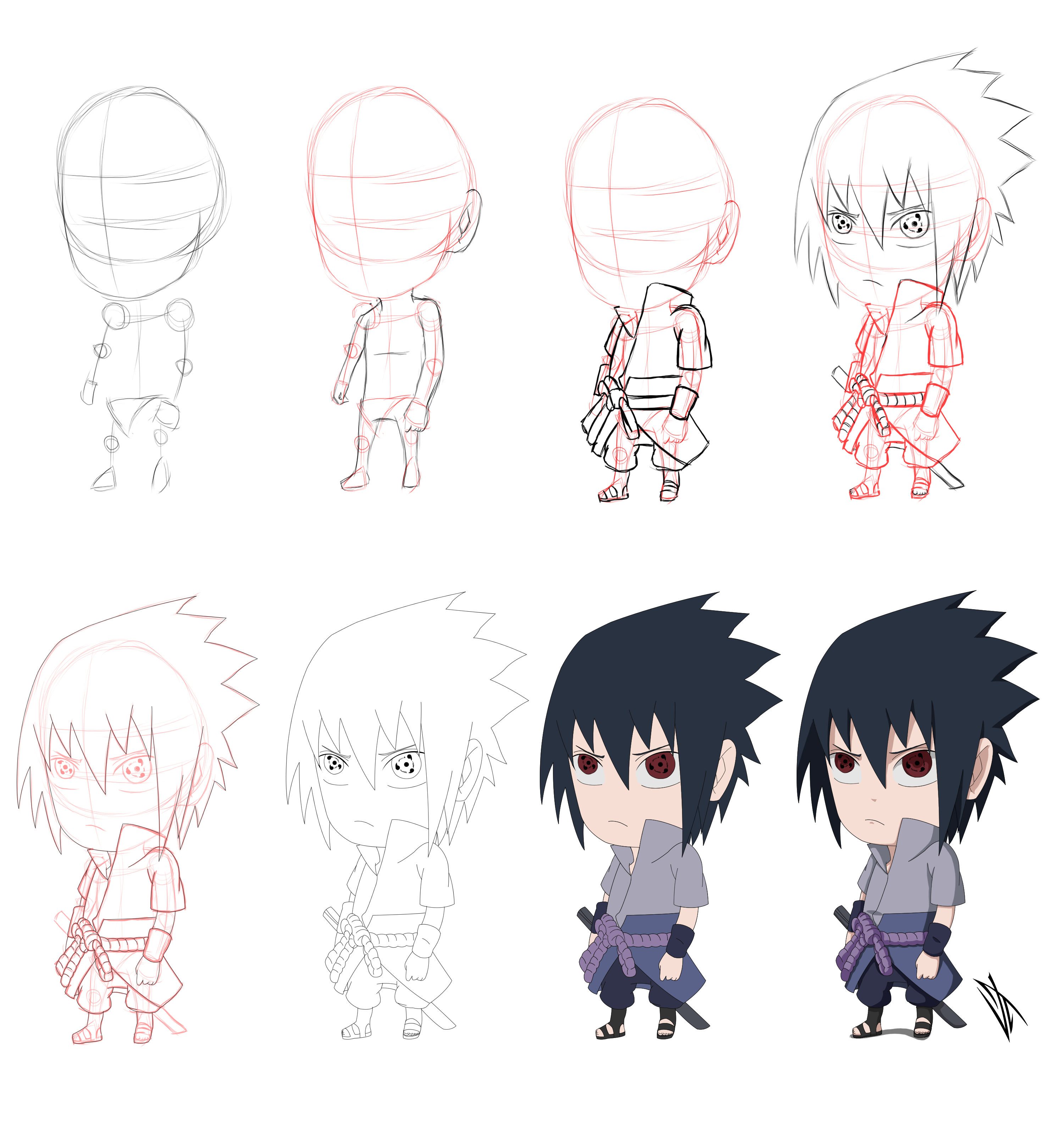 8 Easy Step to Draw Sasuke Uchiha For Beginners  Naruto drawings easy, Drawing  tutorial, Easy drawings