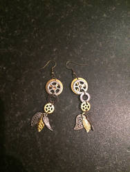 Steampunk and Leaves Earrings 