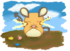 Dedenne eating pecha berry