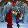 Valendrian and Ivy kiss under the mistletoe gif