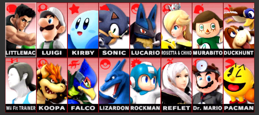 Smash Bros - Jessi's Smash Bros roster