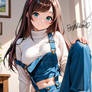 Exclusiveart:Kizuna AI Cozy Overalls Pink Bow