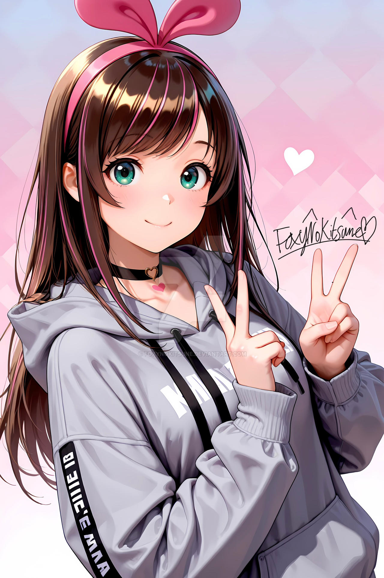 Exclusiveart:Double Peace, Double Heart Kizuna AI
