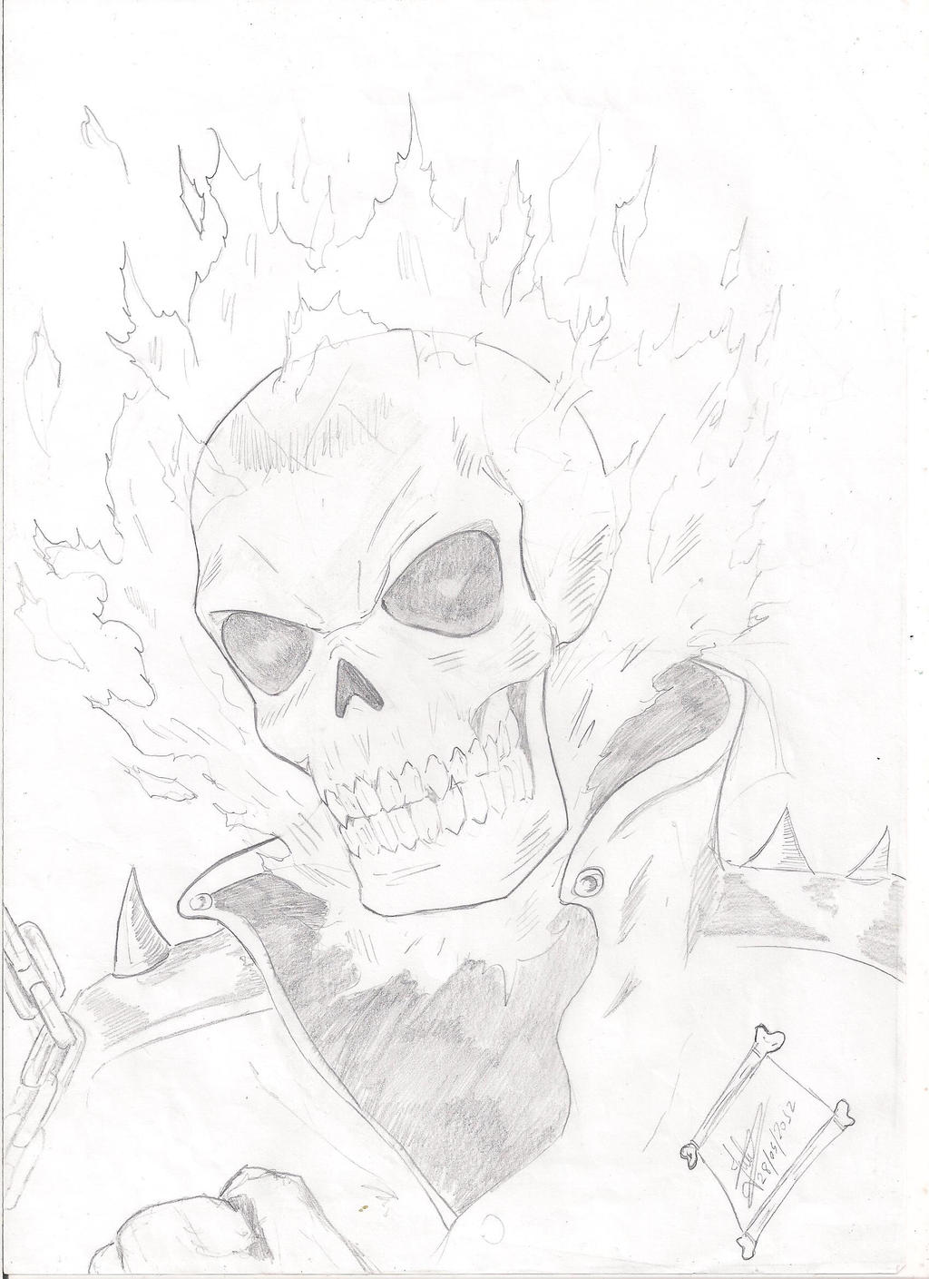 Desenhando o Motoqueiro Fantasma - (Drawing Ghost Rider) - HQ ART #3 