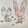 Chibi fire cat and ice crystal fox 