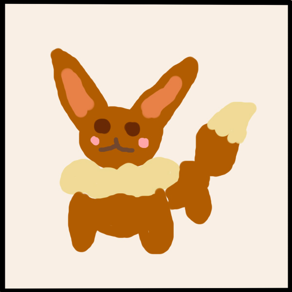 A quickly drawn pokemon, it's eevee, a brown fox looking creature