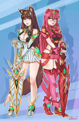 Holo and Kokonoe Xenoblade Chronicles 2 Blades