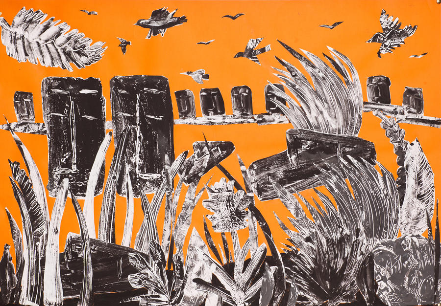 Easter island / monotyp by SoniaMelamud on DeviantArt