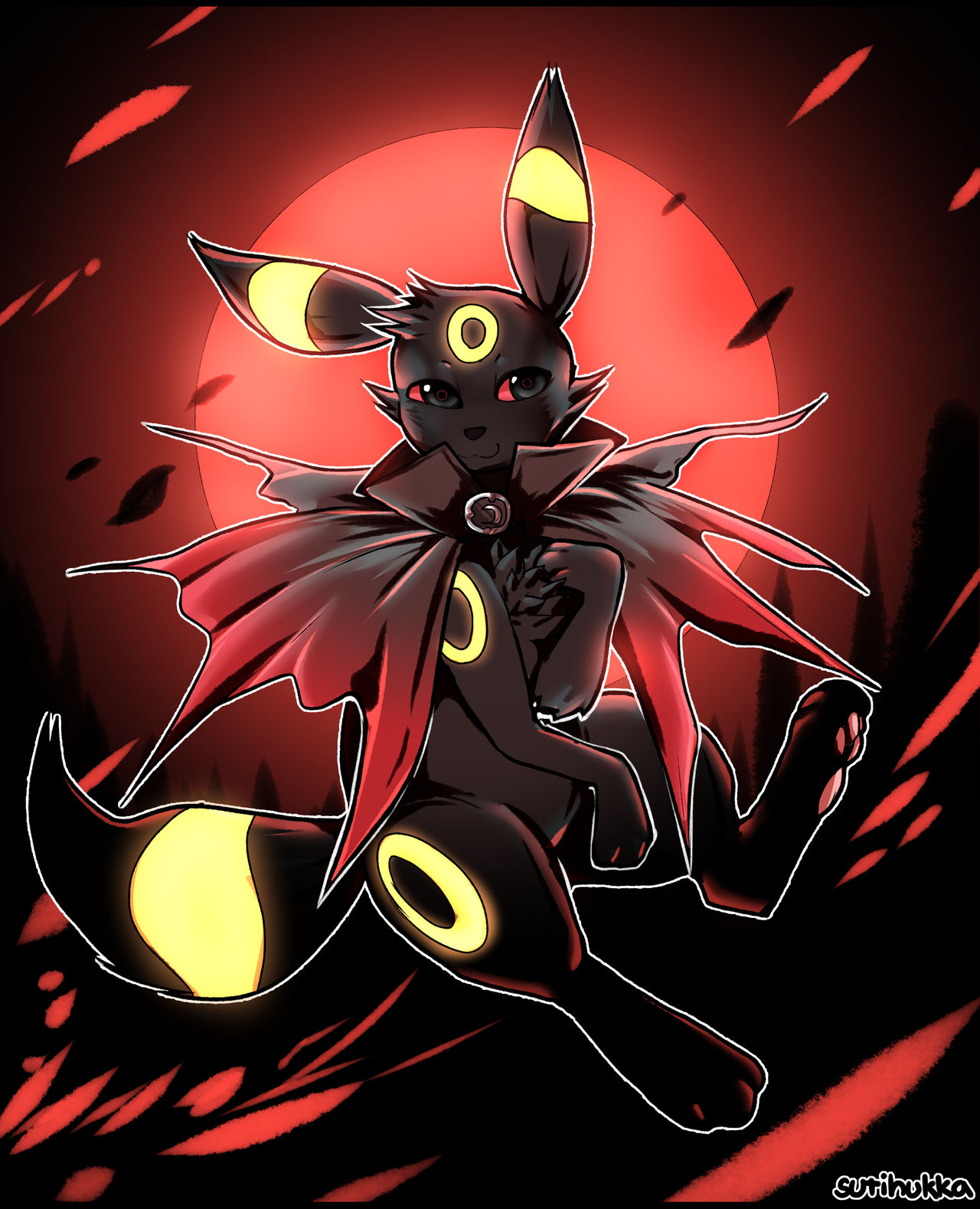 Red Ringed Umbreon Red Moon Umbreon by sutihukka on DeviantArt