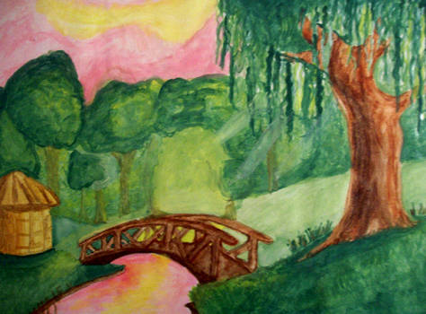 Concept landscape water colour