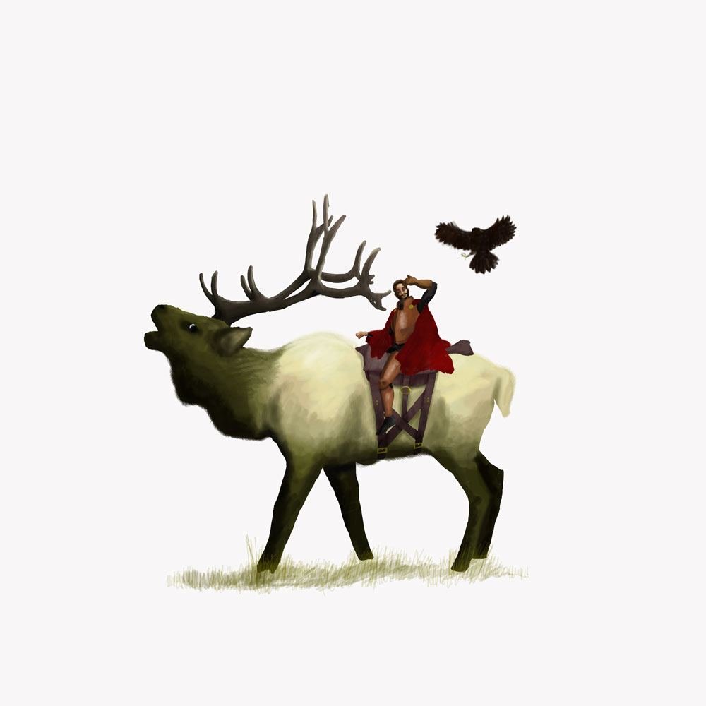 Man Riding A Elk Elk Riding