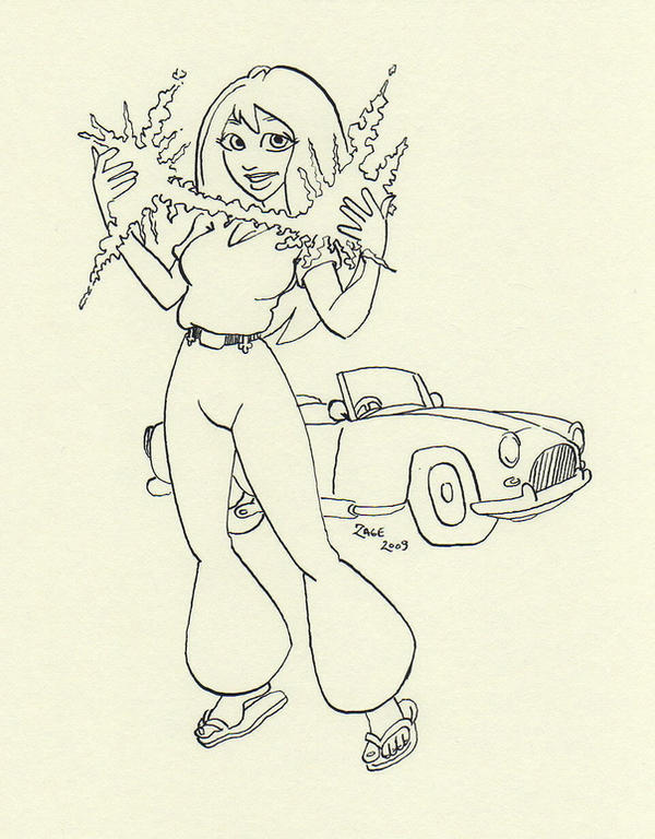 Lineart Magical 70s girl