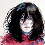 watercolour sketchbook Mikasa Ackerman