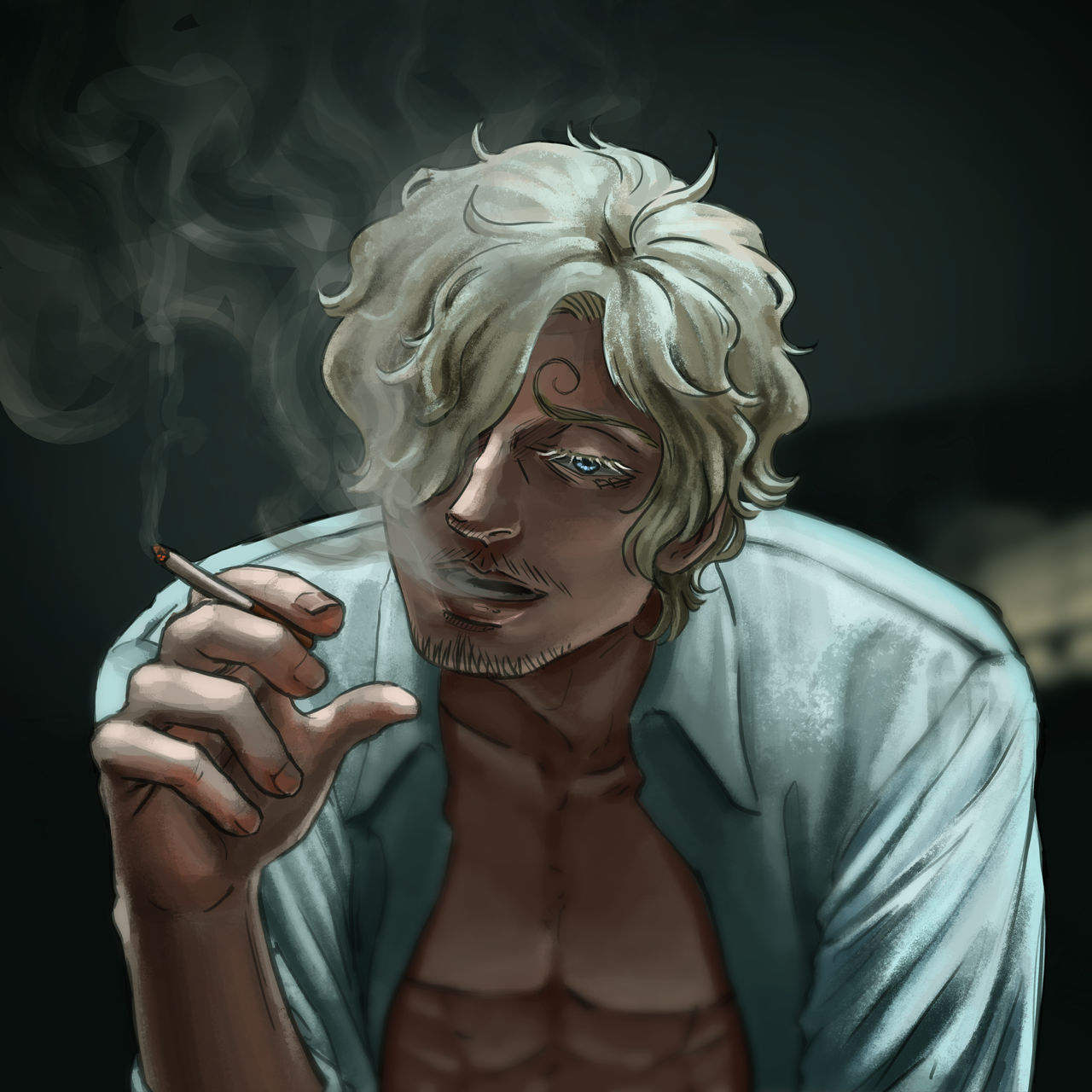 Sanji Smoking by leyreying on DeviantArt