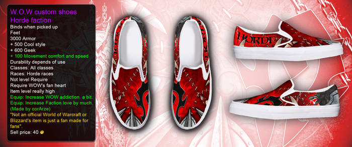 WOW Horde custom shoe