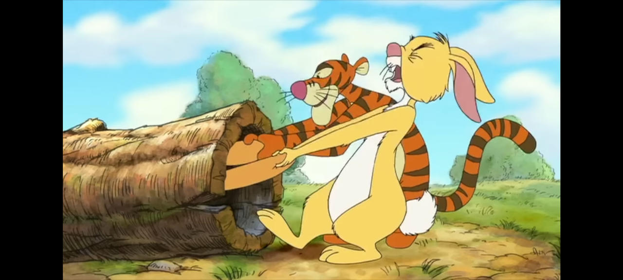 Rabbit and Tigger Pulling 1 by Axlfan28 on DeviantArt