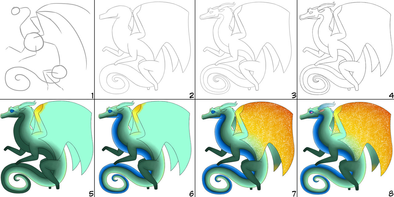 Dragon Tutorial (How I draw/colour dragons)