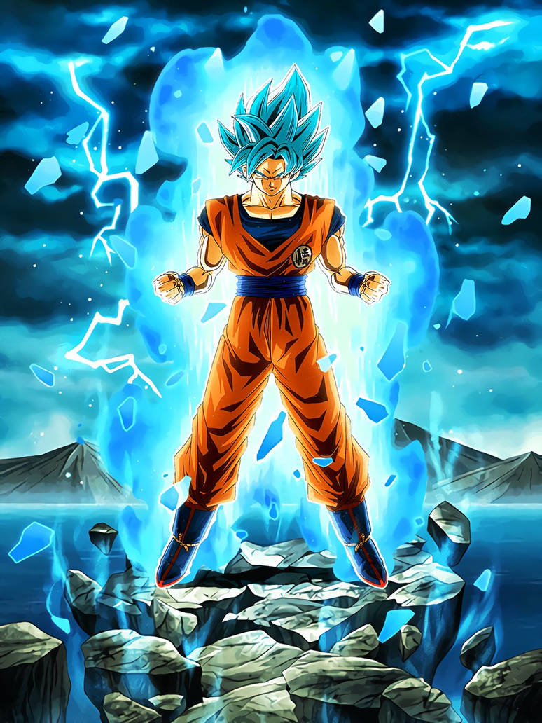 Goku transforming into super saiyan god, dragon ball z