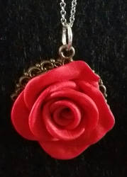 Polymer Clay--Rose Pendant