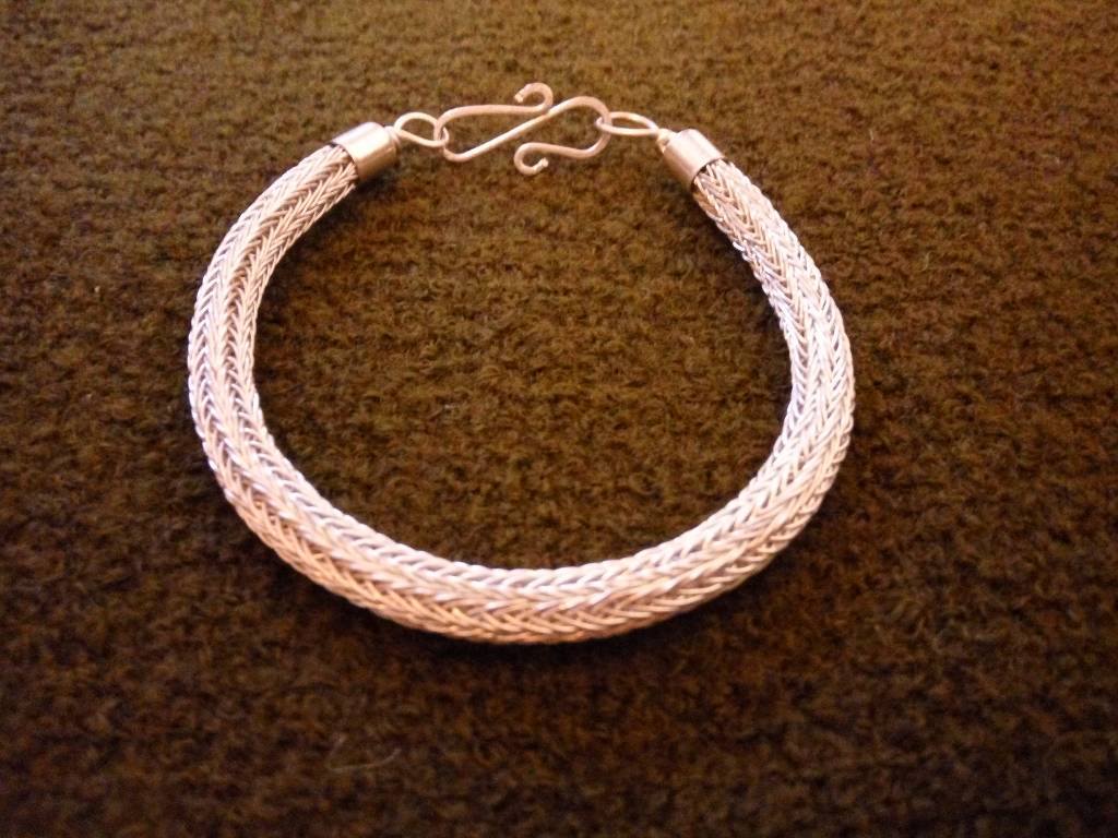 Viking knit silver plated copper bracelet