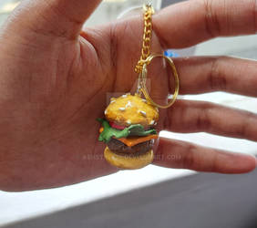 Burger Charm Keychain 